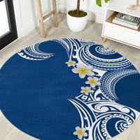 Aloha Polynesian Plumeria Flower Round Carpet Blue Color LT03 Blue - Polynesian Pride