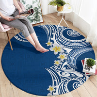 Aloha Polynesian Plumeria Flower Round Carpet Blue Color LT03 - Polynesian Pride