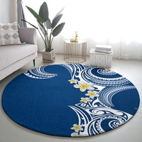 Aloha Polynesian Plumeria Flower Round Carpet Blue Color LT03 - Polynesian Pride