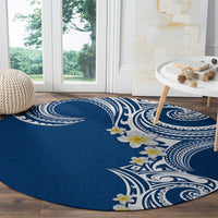Aloha Polynesian Plumeria Flower Round Carpet Blue Color LT03 - Polynesian Pride