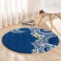 Aloha Polynesian Plumeria Flower Round Carpet Blue Color LT03 - Polynesian Pride