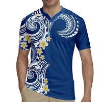 Aloha Polynesian Plumeria Flower Rugby Jersey Blue Color