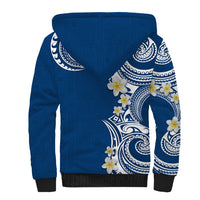 Aloha Polynesian Plumeria Flower Sherpa Hoodie Blue Color LT03 - Polynesian Pride