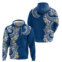 Aloha Polynesian Plumeria Flower Zip Hoodie Blue Color