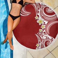 Aloha Polynesian Plumeria Flower Beach Blanket Red Color