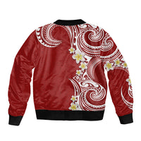 Aloha Polynesian Plumeria Flower Bomber Jacket Red Color