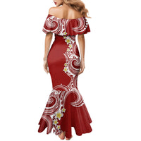 Aloha Polynesian Plumeria Flower Mermaid Dress Red Color LT03 - Polynesian Pride