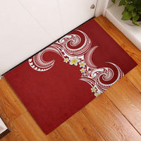 Aloha Polynesian Plumeria Flower Rubber Doormat Red Color LT03 Red - Polynesian Pride