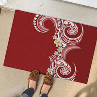 Aloha Polynesian Plumeria Flower Rubber Doormat Red Color LT03 - Polynesian Pride