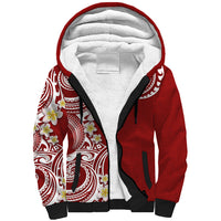 Aloha Polynesian Plumeria Flower Sherpa Hoodie Red Color LT03 Unisex Red - Polynesian Pride