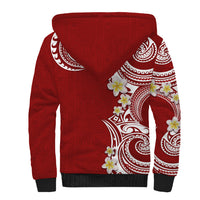 Aloha Polynesian Plumeria Flower Sherpa Hoodie Red Color LT03 - Polynesian Pride