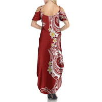 Aloha Polynesian Plumeria Flower Summer Maxi Dress Red Color LT03 - Polynesian Pride