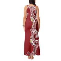 Aloha Polynesian Plumeria Flower Tank Maxi Dress Red Color LT03 - Polynesian Pride