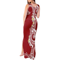Aloha Polynesian Plumeria Flower Tank Maxi Dress Red Color LT03 - Polynesian Pride