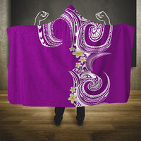 Aloha Polynesian Plumeria Flower Hooded Blanket Purple Color