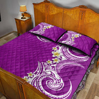 Aloha Polynesian Plumeria Flower Quilt Bed Set Purple Color