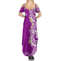 Aloha Polynesian Plumeria Flower Summer Maxi Dress Purple Color LT03 - Polynesian Pride