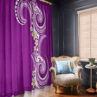Aloha Polynesian Plumeria Flower Window Curtain Purple Color