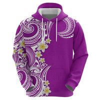 Aloha Polynesian Plumeria Flower Zip Hoodie Purple Color