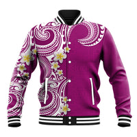 Aloha Polynesian Plumeria Flower Baseball Jacket Pink Color LT03 Unisex Pink - Polynesian Pride
