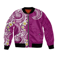Aloha Polynesian Plumeria Flower Bomber Jacket Pink Color