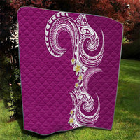 Aloha Polynesian Plumeria Flower Quilt Pink Color