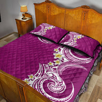 Aloha Polynesian Plumeria Flower Quilt Bed Set Pink Color