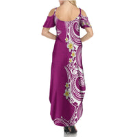 Aloha Polynesian Plumeria Flower Summer Maxi Dress Pink Color LT03 - Polynesian Pride