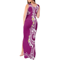 Aloha Polynesian Plumeria Flower Tank Maxi Dress Pink Color LT03 - Polynesian Pride