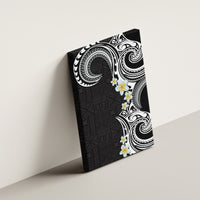 Aloha Polynesian Plumeria Flower Canvas Wall Art Black White Color