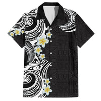 Aloha Polynesian Plumeria Flower Hawaiian Shirt Black White Color LT03 Black - Polynesian Pride