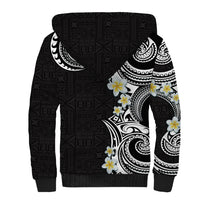 Aloha Polynesian Plumeria Flower Sherpa Hoodie Black White Color LT03 - Polynesian Pride