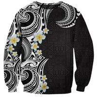 Aloha Polynesian Plumeria Flower Sweatshirt Black White Color