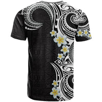 Aloha Polynesian Plumeria Flower T Shirt Black White Color