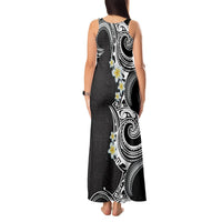 Aloha Polynesian Plumeria Flower Tank Maxi Dress Black White Color LT03 - Polynesian Pride