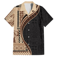 Samoa Siapo Motif and Tapa Pattern Half Style Hawaiian Shirt Beige Color LT03 Beige - Polynesian Pride