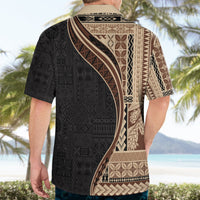 Samoa Siapo Motif and Tapa Pattern Half Style Hawaiian Shirt Beige Color LT03 - Polynesian Pride
