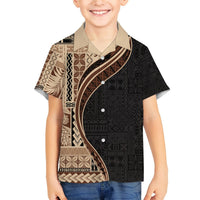 Samoa Siapo Motif and Tapa Pattern Half Style Hawaiian Shirt Beige Color LT03 - Polynesian Pride