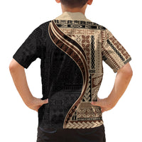 Samoa Siapo Motif and Tapa Pattern Half Style Hawaiian Shirt Beige Color LT03 - Polynesian Pride