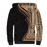 Samoa Siapo Motif and Tapa Pattern Half Style Sherpa Hoodie Beige Color LT03 - Polynesian Pride