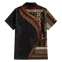 Samoa Siapo Motif and Tapa Pattern Half Style Family Matching Puletasi and Hawaiian Shirt Black Color