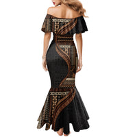 Samoa Siapo Motif and Tapa Pattern Half Style Mermaid Dress Black Color LT03 - Polynesian Pride