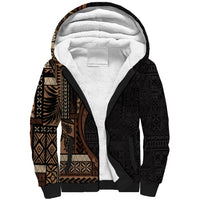 Samoa Siapo Motif and Tapa Pattern Half Style Sherpa Hoodie Black Color LT03 Unisex Black - Polynesian Pride