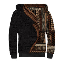 Samoa Siapo Motif and Tapa Pattern Half Style Sherpa Hoodie Black Color LT03 - Polynesian Pride