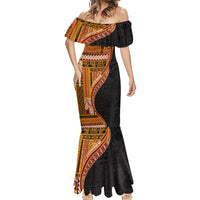 Samoa Siapo Motif and Tapa Pattern Half Style Mermaid Dress Yellow Color LT03 - Polynesian Pride