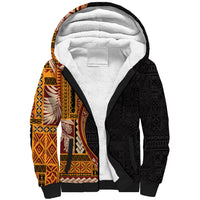 Samoa Siapo Motif and Tapa Pattern Half Style Sherpa Hoodie Yellow Color LT03 Unisex Yellow - Polynesian Pride