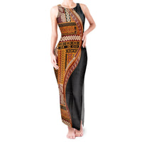Samoa Siapo Motif and Tapa Pattern Half Style Tank Maxi Dress Yellow Color LT03 Women Yellow - Polynesian Pride