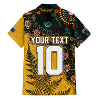 Custom New Zealand and Australia Rugby Family Matching Off Shoulder Maxi Dress and Hawaiian Shirt Maori Warrior With Aboriginal Version