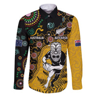 Custom New Zealand and Australia Rugby Family Matching Puletasi and Hawaiian Shirt Maori Warrior With Aboriginal Version