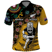 Custom New Zealand and Australia Rugby Polo Shirt Maori Warrior With Aboriginal Version